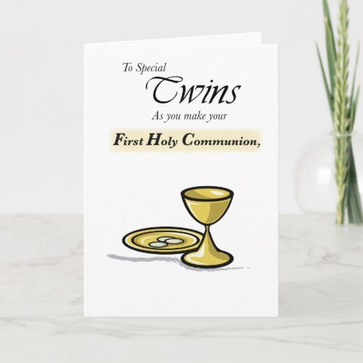 Twins First Communion Gold Chalice, Paten Karte (Vorderseite)