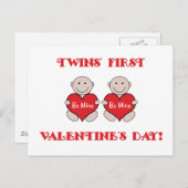 Twins First Valentines Feiertagspostkarte (Vorne/Hinten)