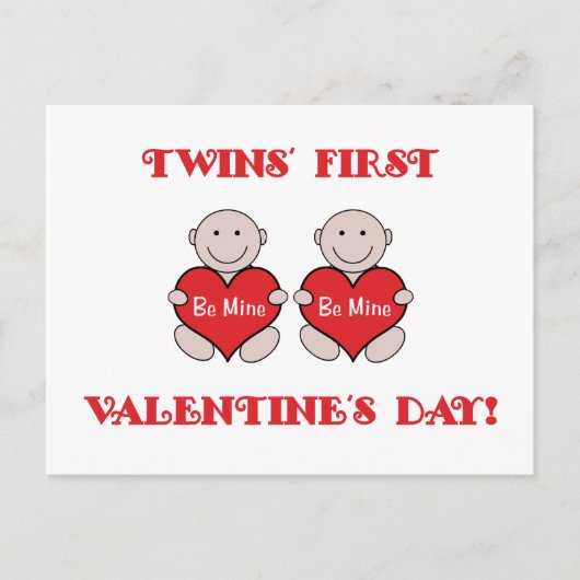 Twins First Valentines Feiertagspostkarte (Vorderseite)