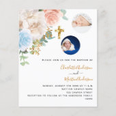 Twins florals Foto Haushalt Taufen Einladung (Vorderseite)