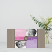 TWINS FOTO GEBURTSANKÜNDIGUNG:: Geliebte 4L Ankündigung (Stehend Vorderseite)