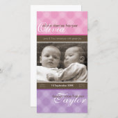 TWINS FOTO GEBURTSANKÜNDIGUNG: Harmonie 4P Ankündigung (Vorne/Hinten)