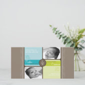 TWINS FOTO GEBURTSANKÜNDIGUNG :: hochgeschätzt 2L Ankündigung (Stehend Vorderseite)