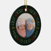 Twins Foto Kränze Ornament - Dunkelgrün (Rechts)