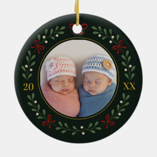 Twins Foto Kränze Ornament - Dunkelgrün (Hinten)