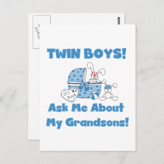 Twins Fragte über meine Enkel Tshirts und Geschenk Postkarte (Vorne/Hinten)