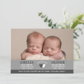 Twins Geburtsankündigung/Dankeschön-Karte Ankündigung (Stehend Vorderseite)