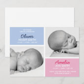 Twins Geburtsankündigung/Dankeschön-Karte Dankeskarte (Vorne/Hinten)