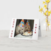 **TWIN'S** GEBURTSTAG ERINNERN SIE SICH ALLES, WAS KARTE (Gelbe Blume)