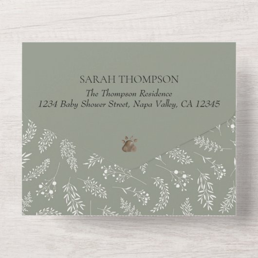 Twins Gender Neutral Teddy Bear Baby Shooter All In One Einladung (Rückseite)