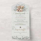 Twins Gender Neutral Teddy Bear Baby Shooter All In One Einladung (Innen Boden)