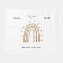 Twins Gender Neutral Watercolor Rainbow Milestone