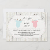 Twins Gender Offenlegung Einladung rustikale Cloth (Vorderseite)