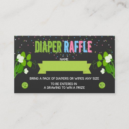 Twins Gender Reveal 2 Peas in einem Pod Diaper Raf Begleitkarte (Vorderseite)