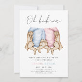 Twins Gender Reveal Aquarell Baby wird einladen Einladung (Vorderseite)