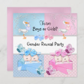 Twins Gender Reveal Party Boys oder Girls Blue Pin Einladung (Vorne/Hinten)