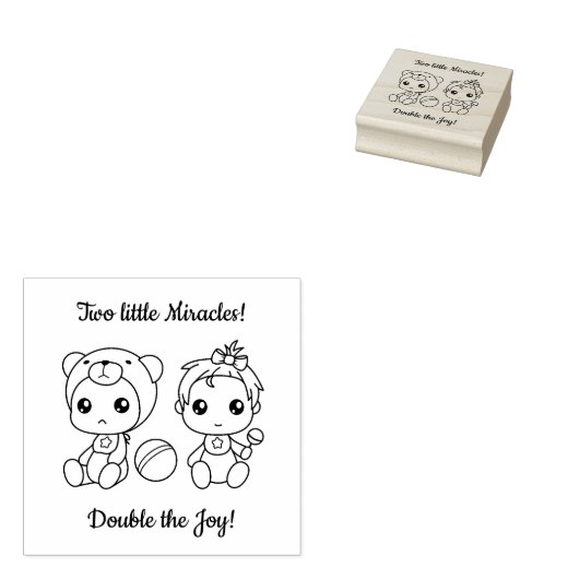 Twins Girl Bear Baby Dusche 2 Gummistempel (Stempel)