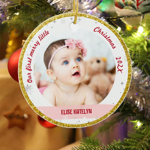 Twins Girl Boy 2 Fotos 1. Frohe Weihnachten Keramik Ornament