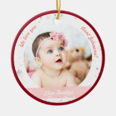 Twins Girl Boy Fotos Tante First Christmas Baby Keramik Ornament (Vorne)