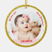 Twins Girl Boy Fotos Tante First Christmas Baby Keramik Ornament (Vorne)