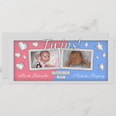 Twins Girl & Boy Geburtshinweise Ankündigung (Vorne/Hinten)