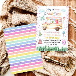 Twins Girl & Boy Happy Camper Einladung zum Geburt