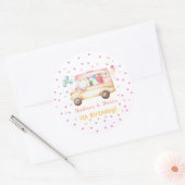 Twins Girl & Boy Happy Camper Geburtstag Runder Aufkleber (Umschlag)