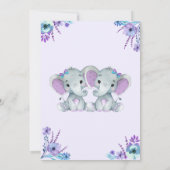 Twins Girl Elephants Baby Shower Einladung Bloral (Rückseite)