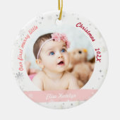 Twins Girls 2 Fotos First Merry Little Christmas Keramik Ornament (Vorne)