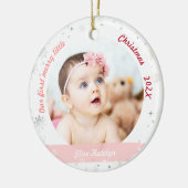 Twins Girls 2 Fotos First Merry Little Christmas Keramik Ornament (Links)