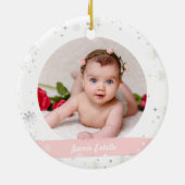 Twins Girls 2 Fotos First Merry Little Christmas Keramik Ornament (Hinten)