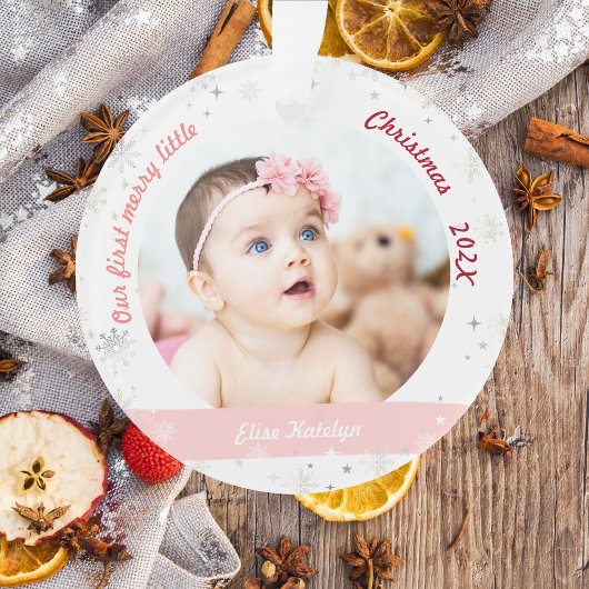 Twins Girls 2 Fotos First Merry Little Christmas Ornament