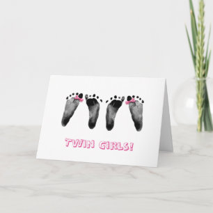 Twins Girls Baby Footprints  Karte