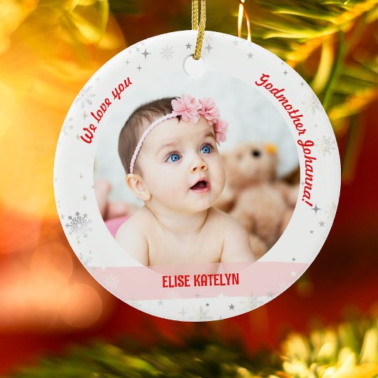 Twins Girls Fotos Godmutter First Christmas Baby Keramik Ornament
