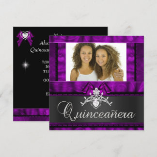 Twins Girls Lila Quinceanera 15. Geburtstag Einladung