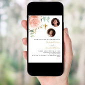 Twins Girls Rose Blumen Foto Luxus-Bestätigung Einladung