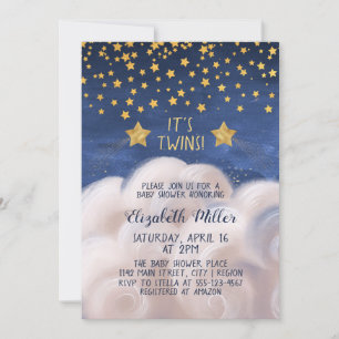 Twins Gold Shooting Stars Kinderdusche Einladung