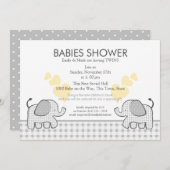 Twins Gray Gingham Baby Shower Einladung (Vorne/Hinten)