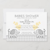 Twins Gray Gingham Baby Shower Einladung (Vorderseite)