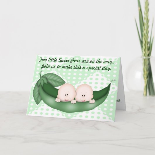 Twins Green Baby Shower Pea in a Pod Einladung (Vorderseite)