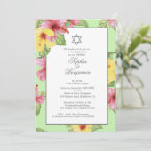 Twins Hebrew Baby Naming Jewish Tropical Floral Einladung (Stehend Vorderseite)