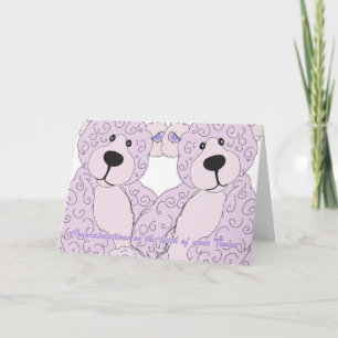 Twins Herzlichen Glückwunsch Teddy Bear in Rosa Karte