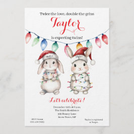Twins Holiday Lights Baby Shower Invitation Einladung