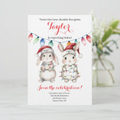 Twins Holiday Lights Baby Shower Invitation Einladung (Stehend Vorderseite)