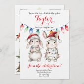 Twins Holiday Lights Baby Shower Invitation Einladung (Vorne/Hinten)