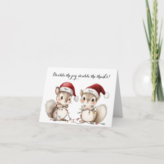 Twins Holiday Lights Baby Shower Thank You Card Dankeskarte (Vorderseite)