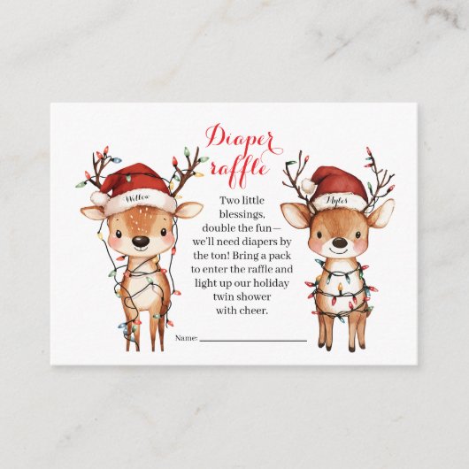 Twins Holiday Lights Diaper Raffle Card Begleitkarte (Vorderseite)