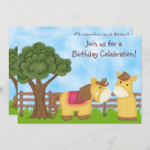 Twins Horse Birthday Invite ~ Twin Girl and Boy Einladung (Vorne/Hinten)