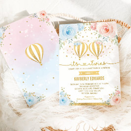 Twins Hot Air Ballon Adventure Baby Dusche Einladung