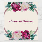 Twins in Bloom Baby Shower Weinetikett (Einzelnes Label)